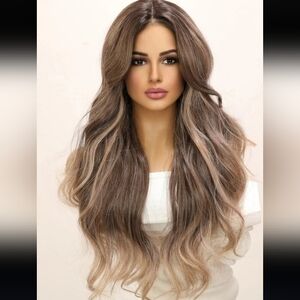 Honey Blonde Lace front Wig with Brown Roots